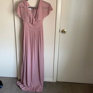 Dusty rose Azazie bridesmaids dress